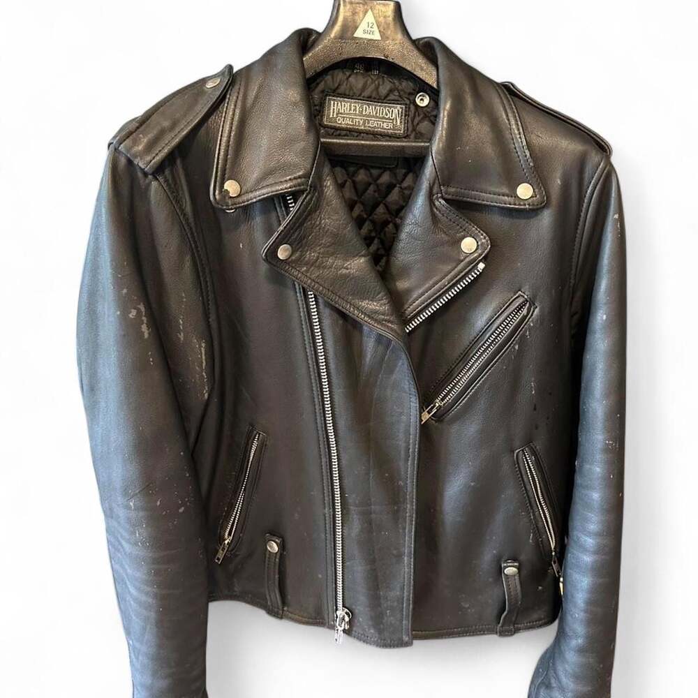Vintage 70s/80s Harley-Davidson American Cowhide Leather Motorcycle Jacket Size